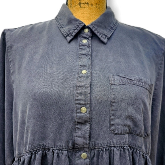 Zara Woman Supersoft Baby Doll Style Denim Top, Size L - Picture 3 of 8